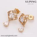 93472 Wholesale luxury ladies jewelry noble style square add water drop shaped eardrop